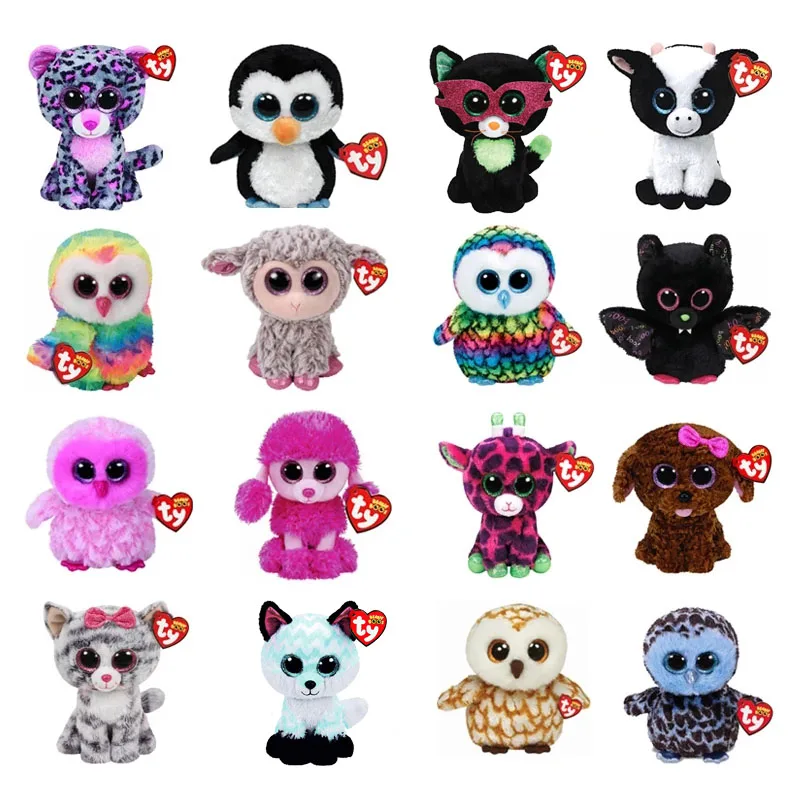 

Ty Beanie Boos Big Eyes Cat Plush Stuffed Animal Fox Fog Owl Unicorn Ladybug Shark Toys Doll Child Birthday Christmas Gift 15CM