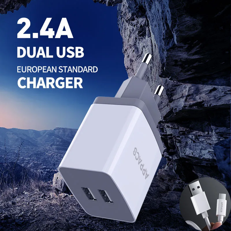 2 порта USB зарядное устройство 5 В/2A ЕС type C Micro кабель для передачи данных дорожный