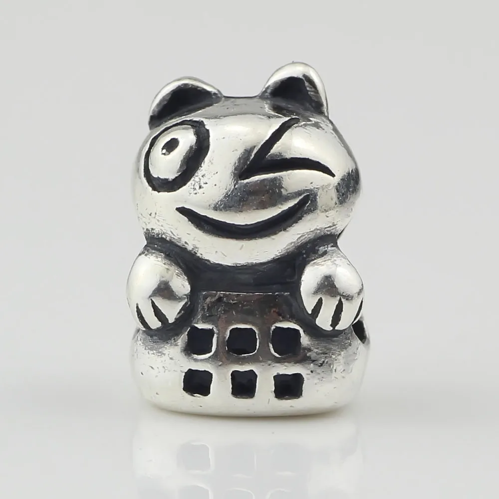 Шарм-бусина из серебра 925 пробы мигающий котенок для европейского браслета