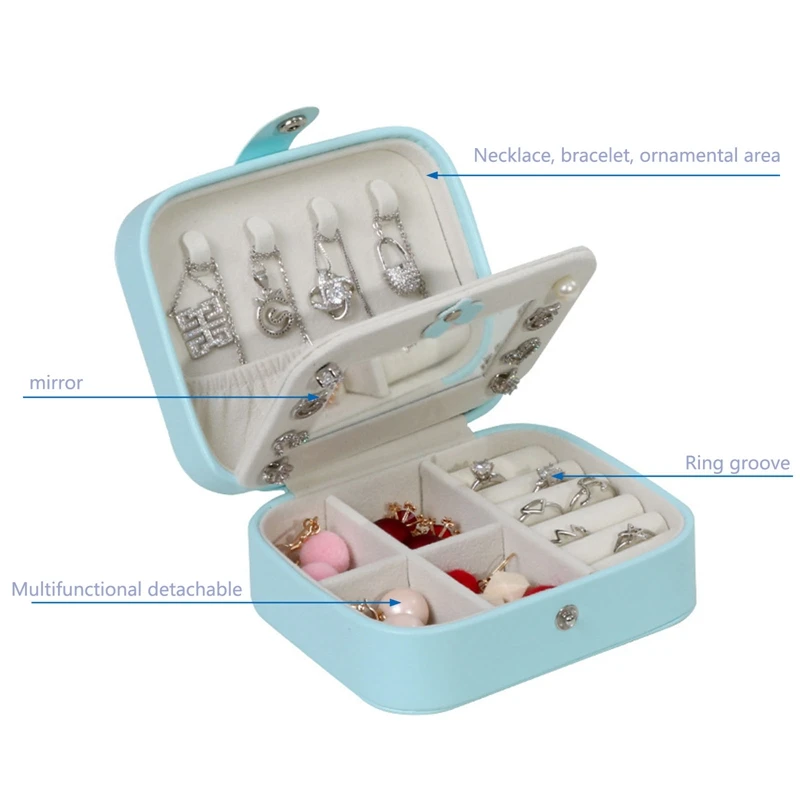 

Jewelry Box PU Leather Jewellery Storage Earring Boxes Packaging Storage Display Case Organizer For Home Travel Girl Gift