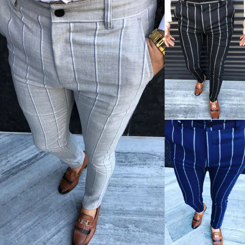 Мужские Формальные Деловые полосатые штаны 2019 брендовые новые мужские