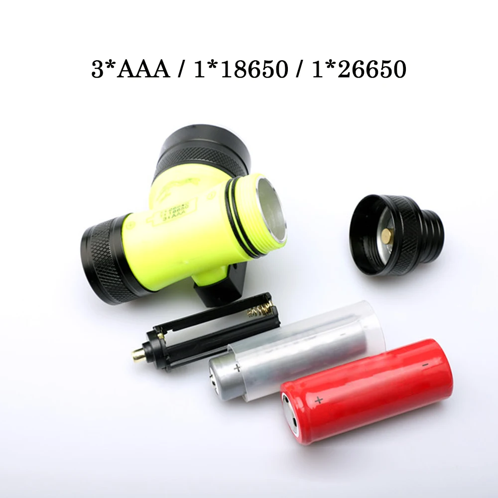 Налобный фонарь водонепроницаемый желтый свет УФ дайвинг налобный 18650 lampe