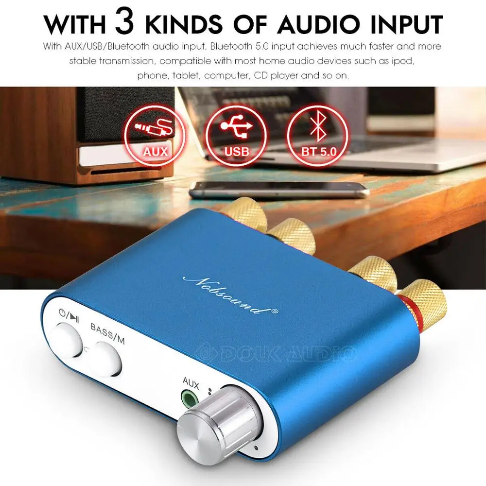 Nobsound HiFi 100 Вт мини TPA3116 Bluetooth цифровой усилитель стерео усилитель HiFi аудио приемник USB ЦАП с питанием