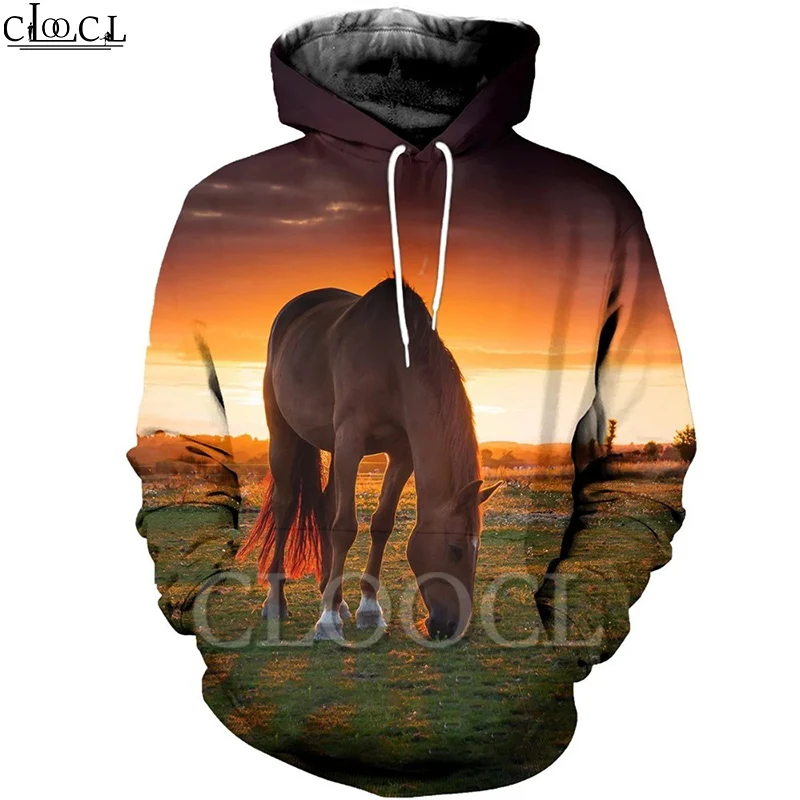 CLOOCL Прямая поставка 2021 Модные мужские толстовки с животными лес лошадь 3D печать