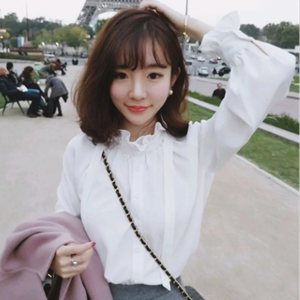 Женская кружевная рубашка SAGACE повседневная однотонная дышащая в стиле ретро с