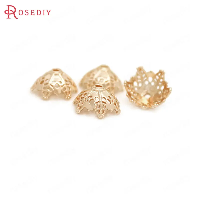 

(C482)10 pieces 16mm 24K Champagne Gold Color Plated Brass Snowflake Beads Caps Tassel Caps High Quality Diy Jewelry Accessories