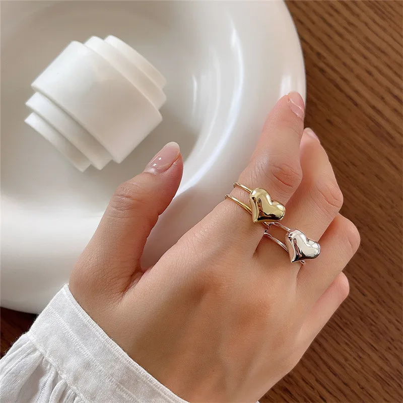 

Real 925 Sterling Silver Heart Rings For Women Best Friends Gift Accessories, Elegant Double Layer Love Ring Female Jewelry 2021