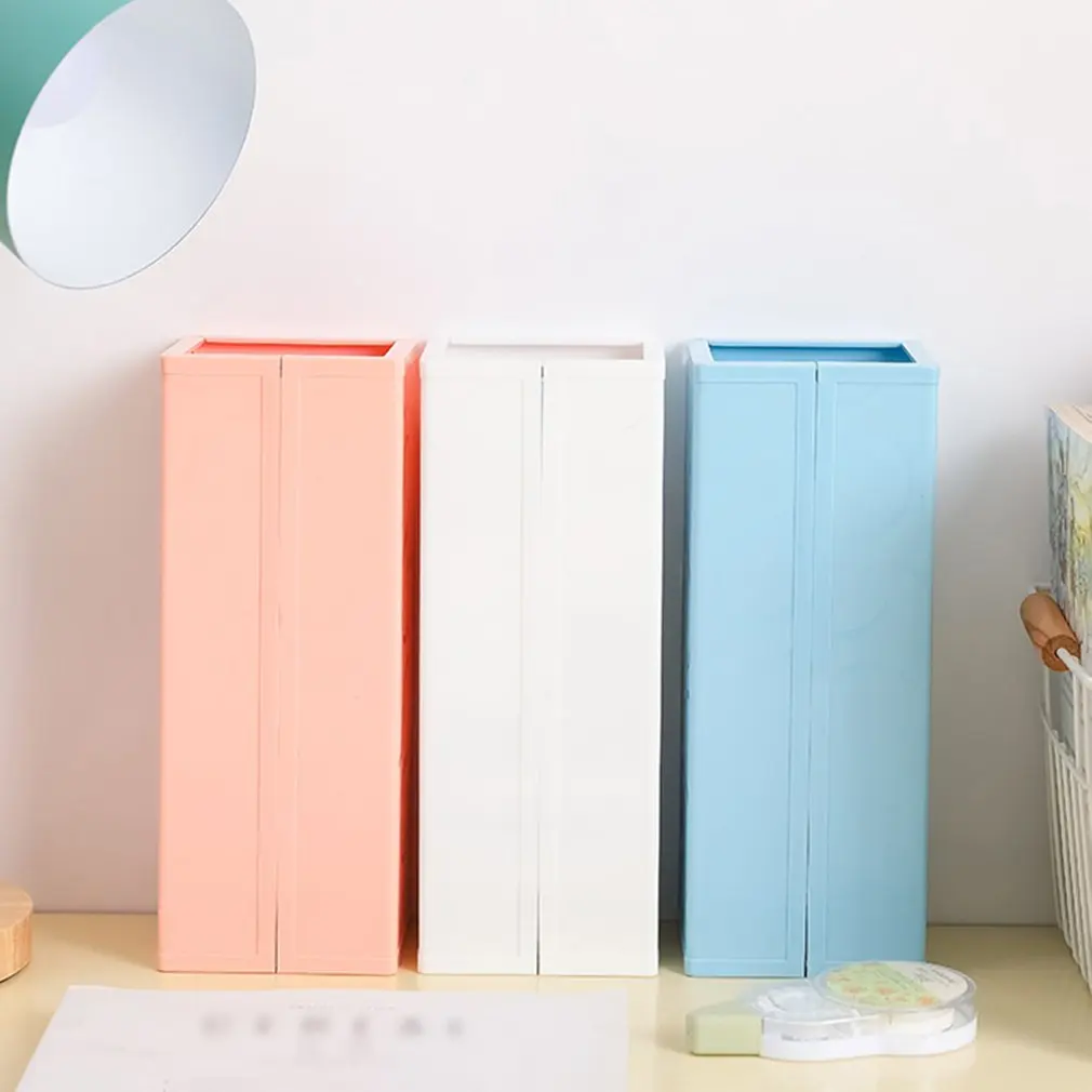 

Foldable Magnetic Kawaii Desk Pen Holder Pencil Makeup Storage Box Desktop Organizer Stand Case School Office Stationery