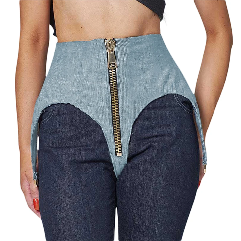 

2022 Creative Shorts Summer Women High Waist Zipper-Up Slim Fit Blue Triangle Shorts Black Slim Casual Shorts Trunks New
