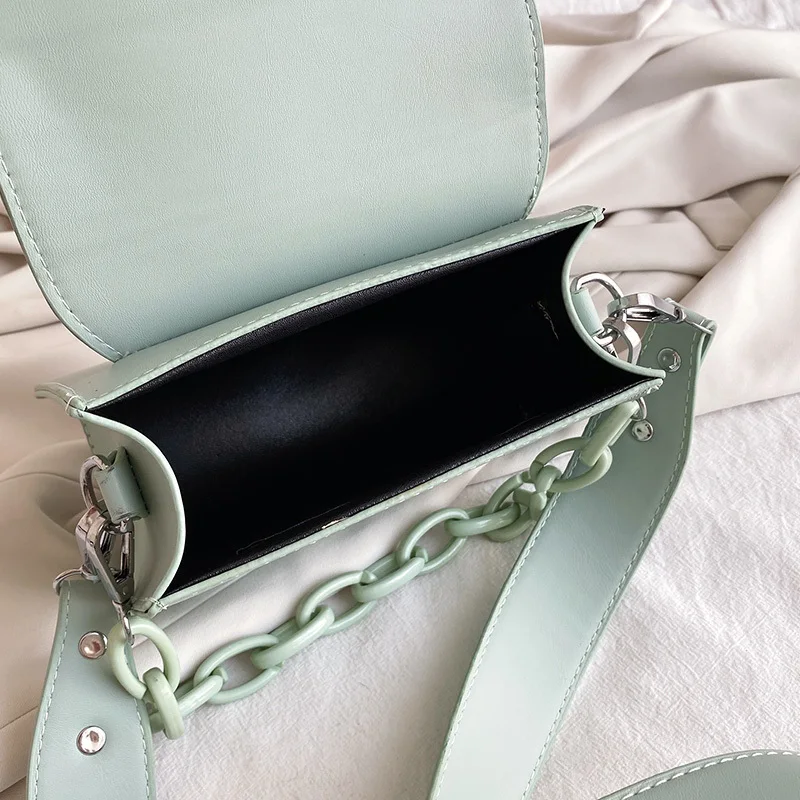 

Travel shoulder bag Shoulder Cross Body Bag Solid Color Thick Chain Small PU Leather Crossbody Bags For Women Ladies Handbags