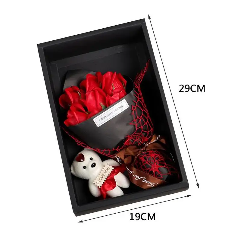 

Rose Flower Gift Box For Lovers Bouquet Bear Plush Wedding Bear Valentine's day Rose Doll Gift Flower And B8E6