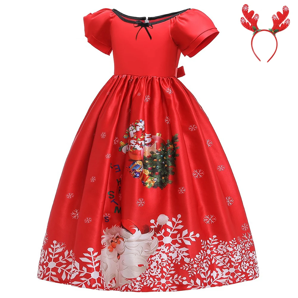 Рождественское шелковое платье принцессы с вышивкой для девочек; вечерние платья для маленьких девочек; модная детская одежда; платье