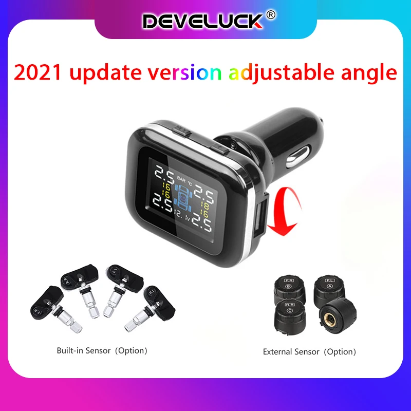 

Car TPMS Cigarette Lighter Digital Monitoring System Spare Internal External Sensor USB Screen Display Tyre Pressure Warning