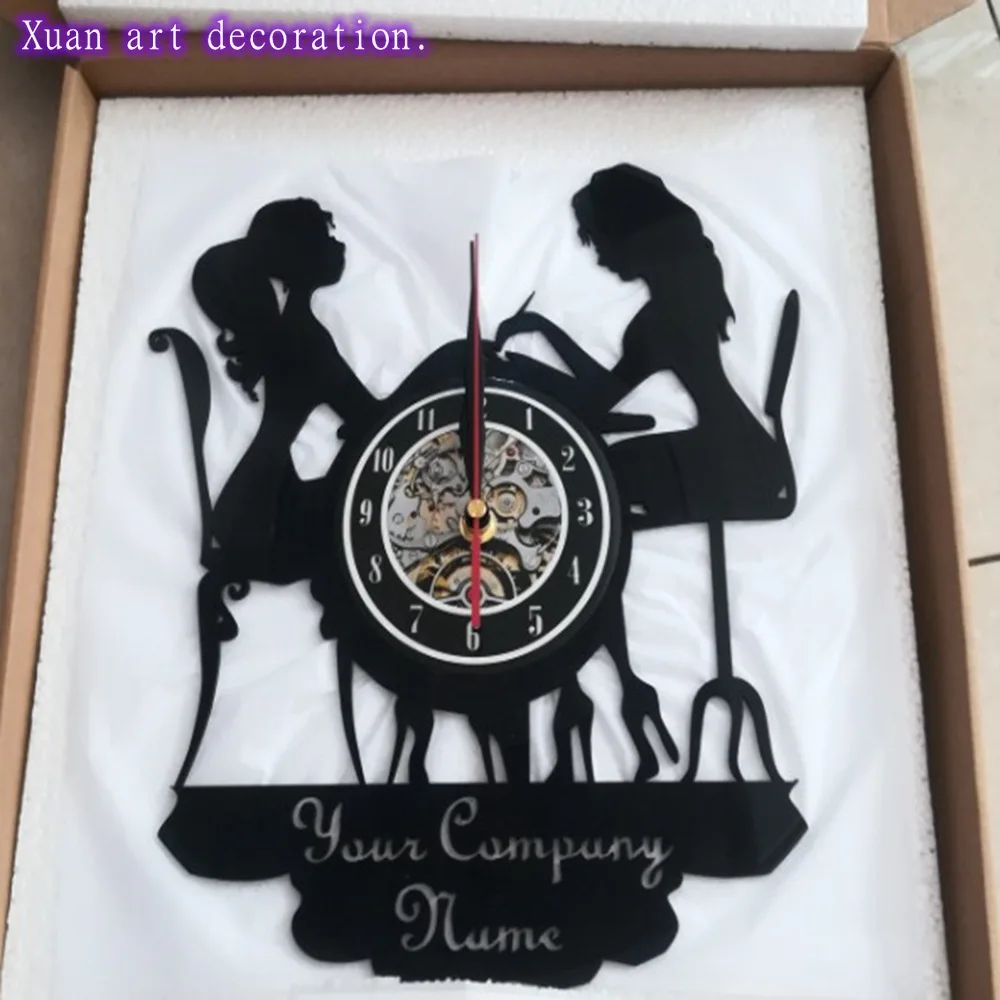 

Custom Spa Salon Business Wall Sign Wall Decor Nail Salon Personised Your Name Vinyl Record Wall Clock Polish Fashion Art Clock