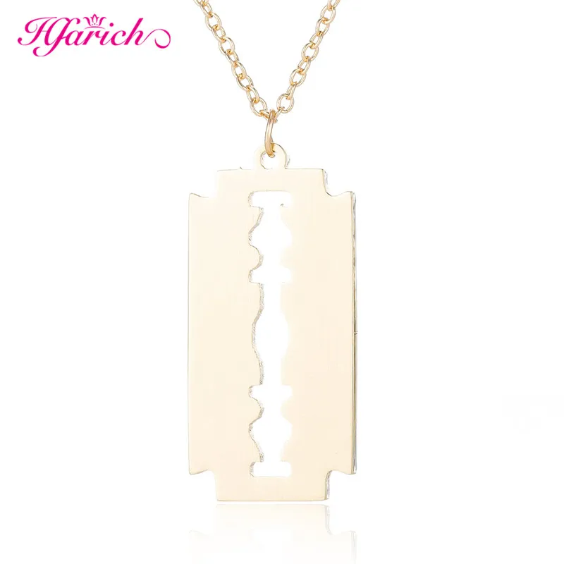 Gold Necklace 516 Hfarich, ожерелья с подвесками из нержавеющей стали с лезвиями, мужские ювелирные изделия, стальные мужские ожерелья в форме бритвы и подвески, колье для женщин - Окраска металла: Gold Necklace 516