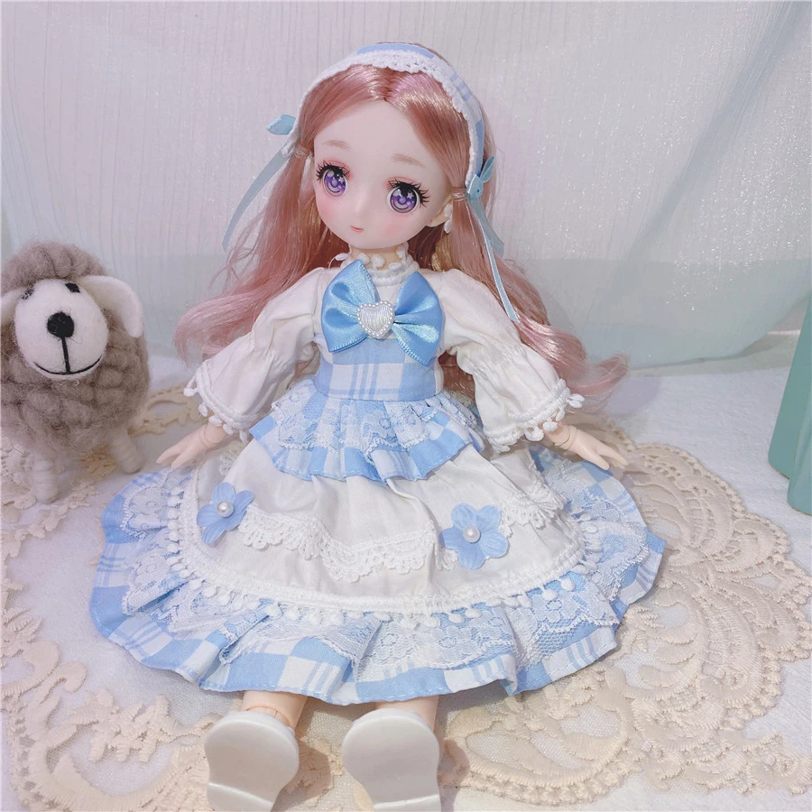 Шарнирная кукла 1/6 Bjd полный комплект обуви с одеждой и голубыми глазами милые