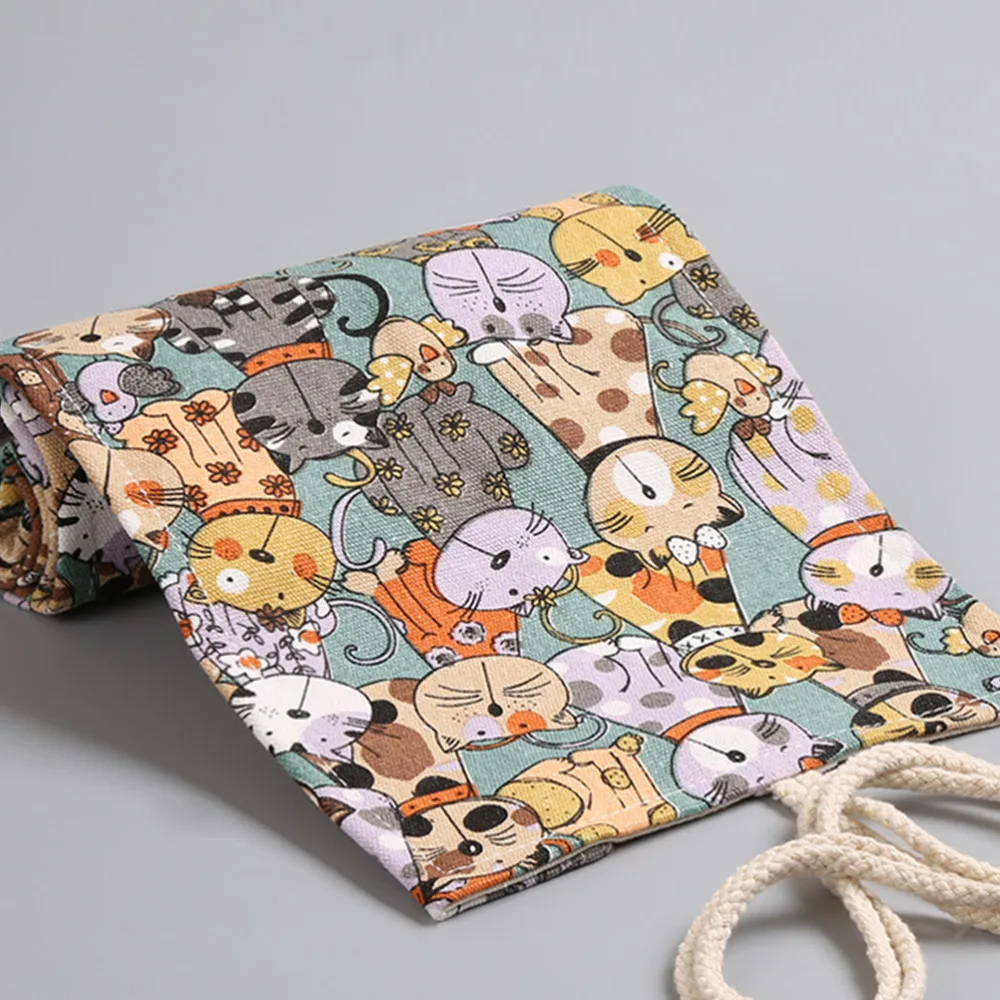

Cat Pattern Pencil Roll Bag Rolling Pencil Pouch Pen Case (48 Holes)