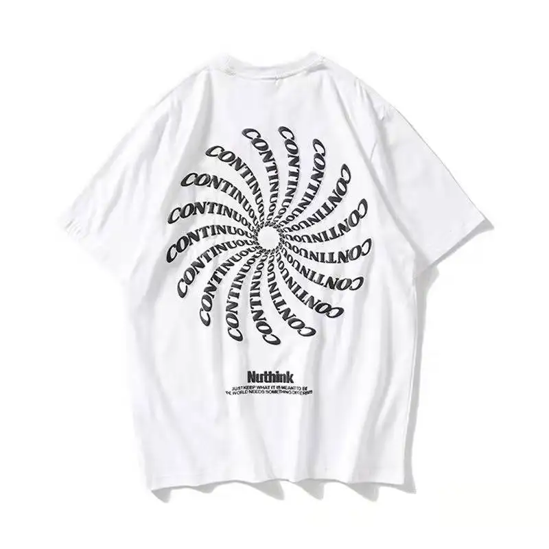 

100% cotton short-sleeved men's T-shirt tide brand round neck printed half sleeve hip hop loose five sleeve summer lady T-shirt