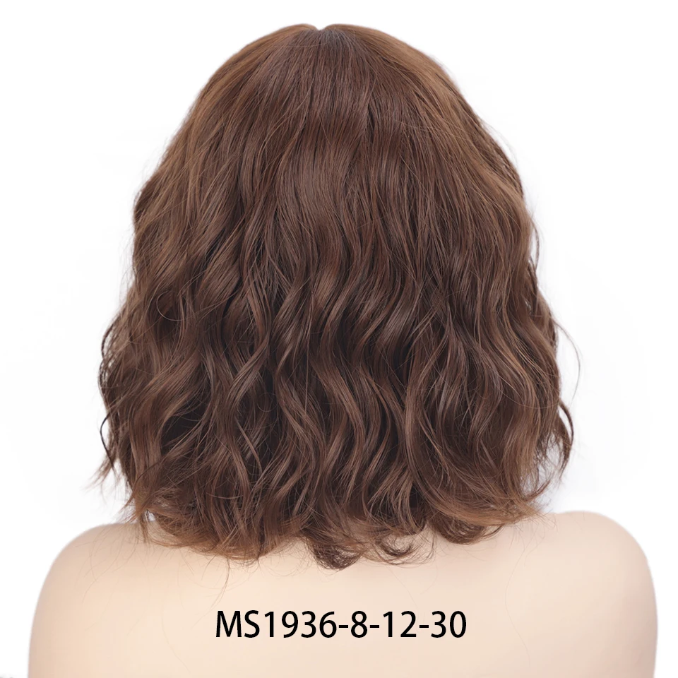 AISI BEAUTY Cut синтетические короткие парики для женщин черные с челкой пучки волос влажная волна парик натуральный косплей фиолетовый розовый - Цвет: MS1936-8-12-30