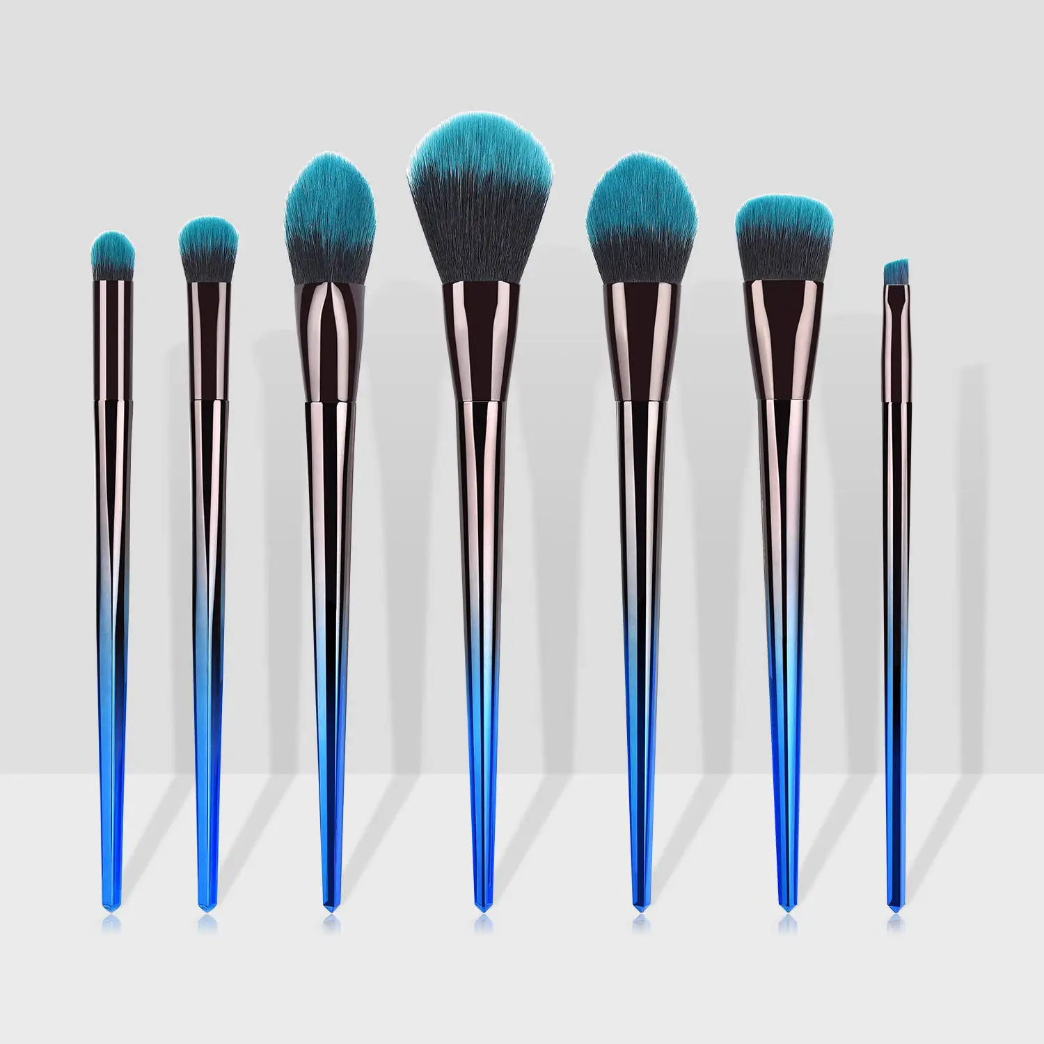 7 шт. синие черные градиентные кисти для макияжа с ручкой набор основа тени век