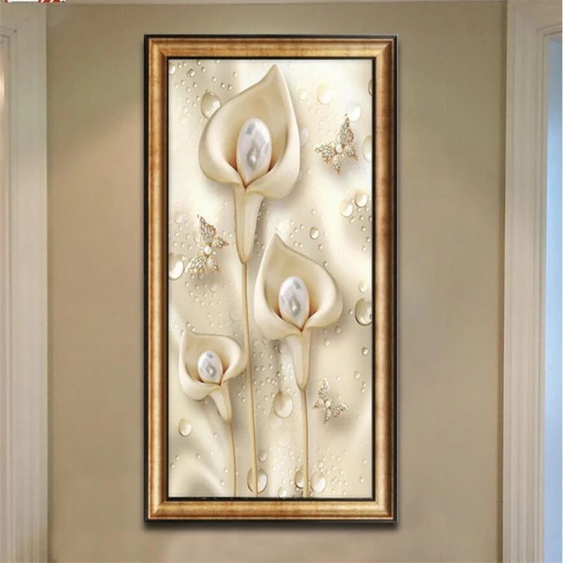 Индивидуальные обои 3d современный минималистский тисненый Калла крыльцо Лилия