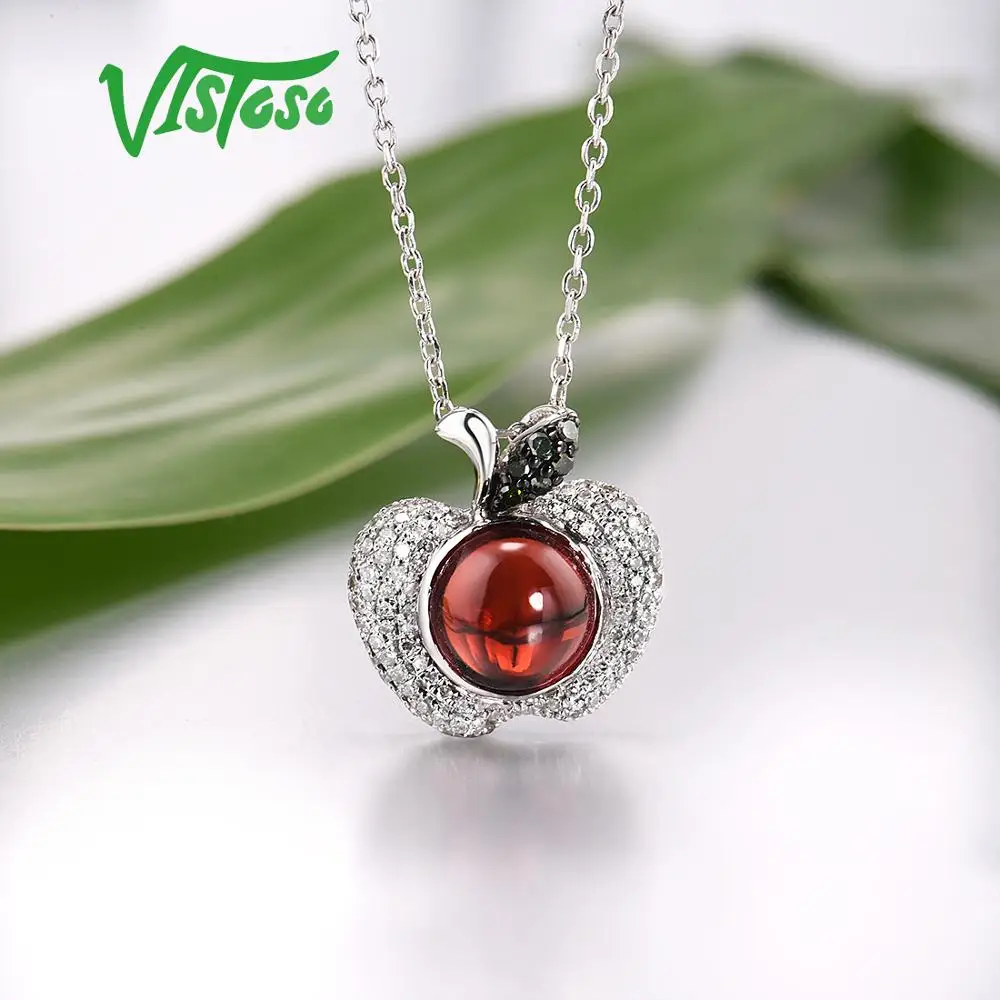Женский Золотой кулон с натуральным гранатом VISTOSO подвеска из белого золота 14 к 585