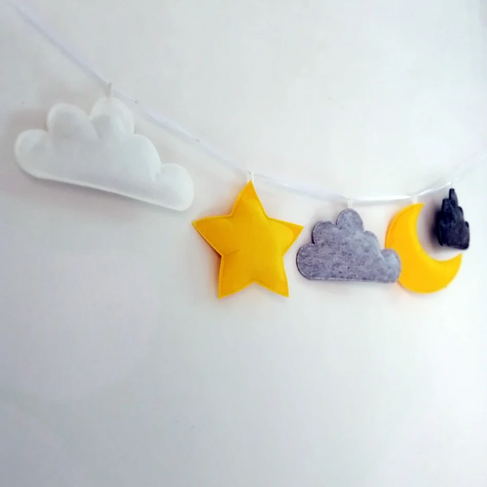 

Nordic Style Stars Moon Cloud String Star Garland Banner Tent Bed Mat Baby Shower Bunting Ornament Kids Room Hanging Wall Decor