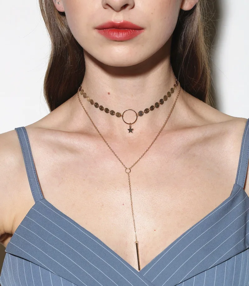 Модное сексуальное простое ожерелье ручная работа блестки звезда кисточка