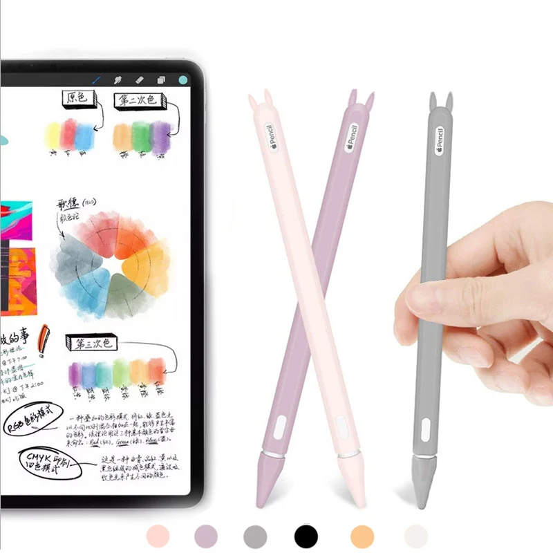 

Pen Case for Apple Pencil 1 Stylus Cover Silicone Pen Case For Apple Pencil 1 2 Color Stylus Protective Case Non-slip Anti-fall