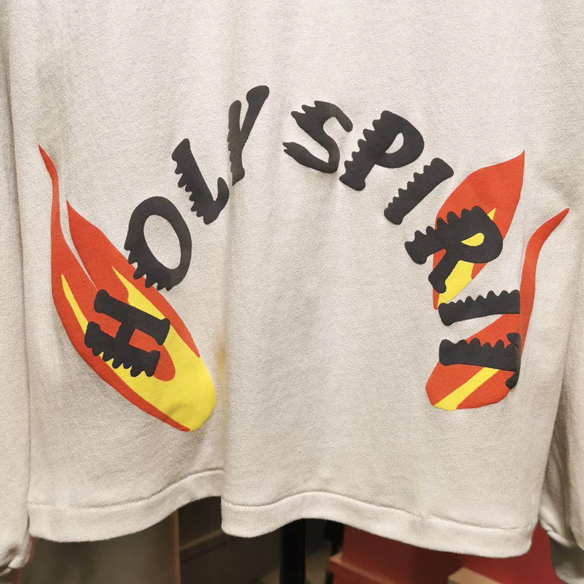 

Kanye West Sweatshirt Men Women Casual Khaki Sweatshirts Sunday Service Holy Spirit Foaming Word