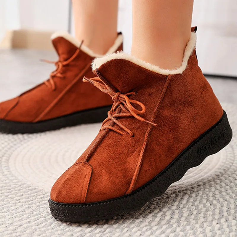 Женские зимние ботинки Теплые короткие плюшевые мокасины полусапожки без