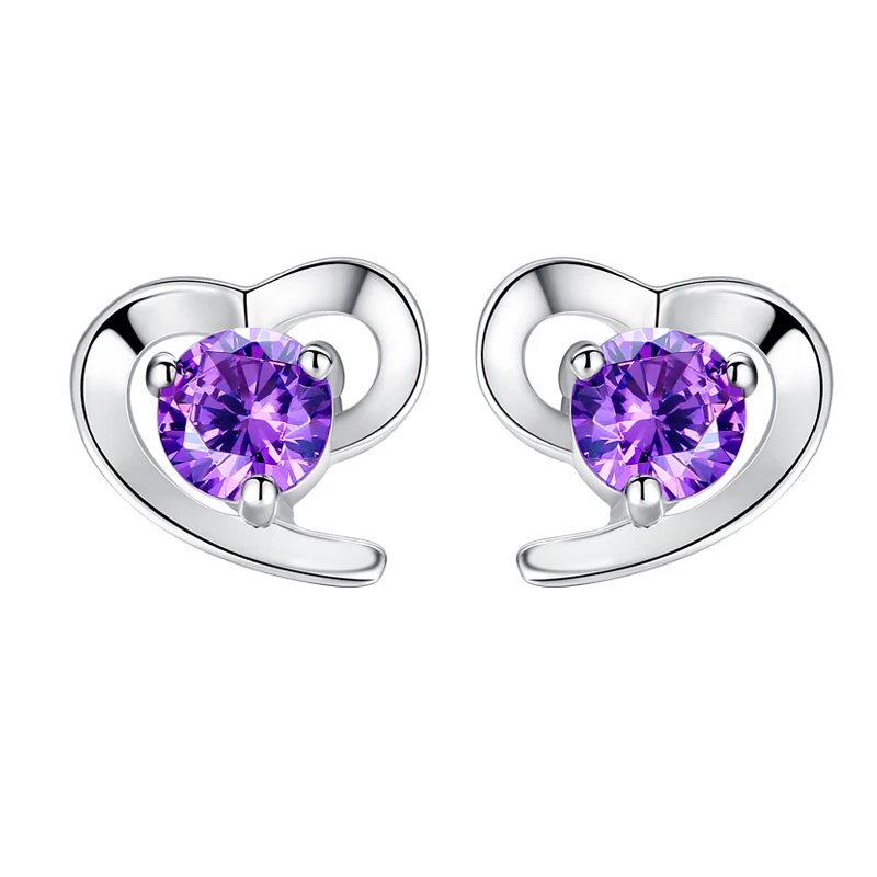 Романтические серьги-гвоздики в форме сердца круглые АААА циркониевые