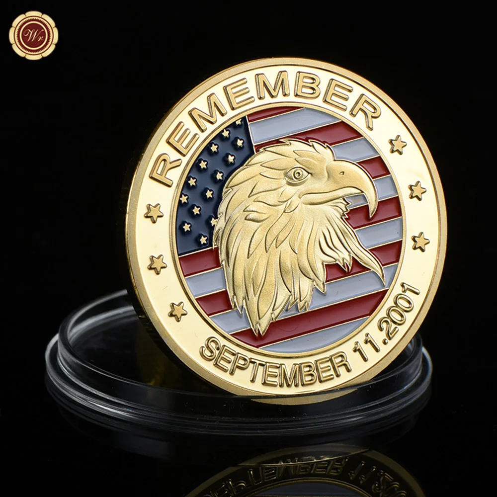 WR США 11 сентября позолоченная памятная монета Орел вызов металлическая для