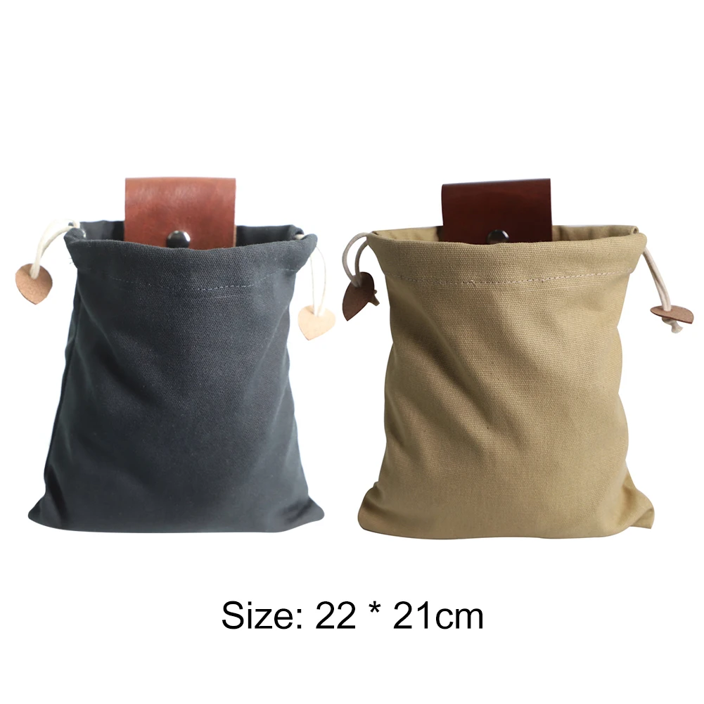 

Outdoor Leather Canvas Bushcraft Bag Camp Foraging Pouch Looping with Belts Pouch for Hiking Treasures Seashells Beach Bag