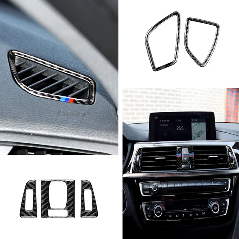 

Carbon Fiber Car Center Console Air Conditioning Vent Cover Frame Stickers Outlet Air Panel Decal for Bmw F30 F34 Car Styling