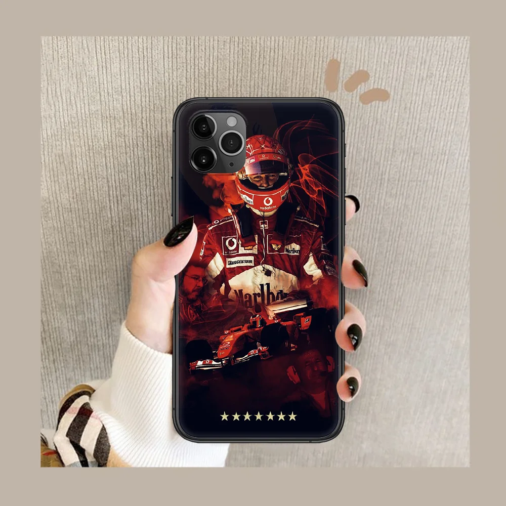 

F1 Schumacher Phone Case Cover Hull For iphone 5 5s se 2 6 6s 7 8 12 mini plus X XS XR 11 PRO MAX black Etui Luxury Hoesjes Tpu