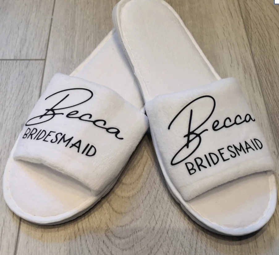 Индивидуальный подарок для подружки невесты свадебные тапочки с открытым носком