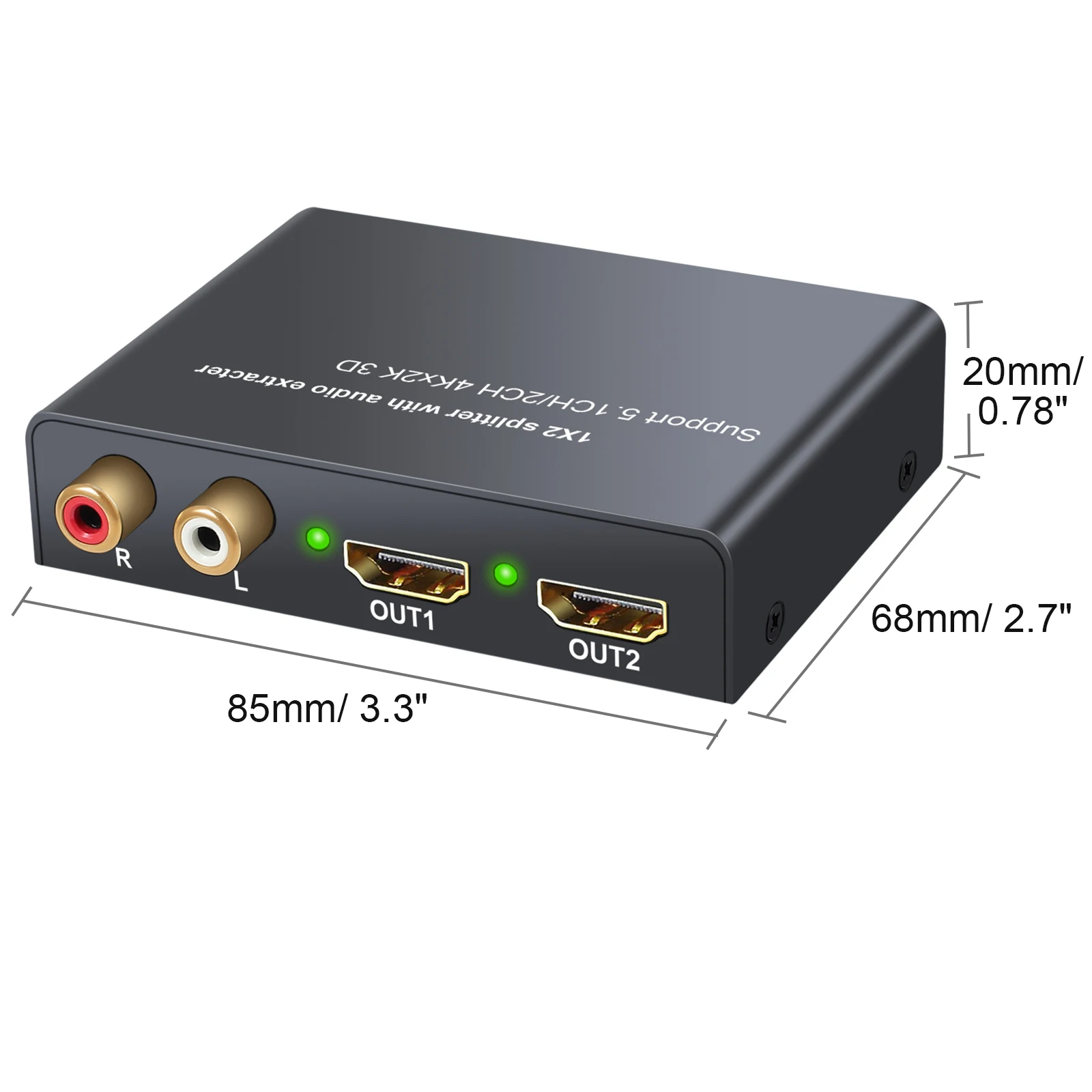 PROZOR 2-канальный HDMI-совместимый сплиттер 1x2 4K Аудио экстрактор с поддержкой аудио