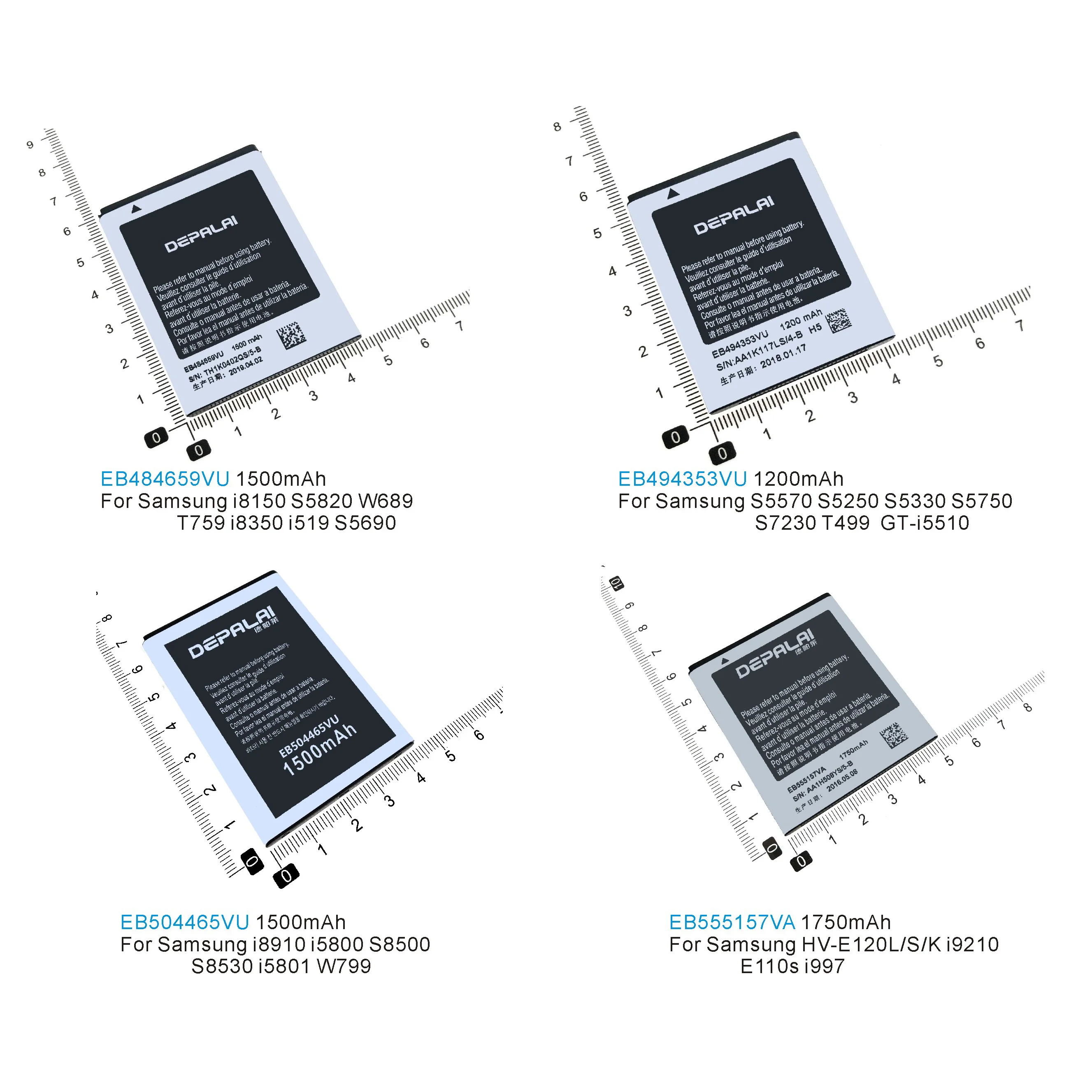 Аккумулятор EB484659VU EB494353VU EB504465VU EB555157VA для Samsung S5570 S5750 S7230 i5510 i8150 S5820 S8530 i8910 i9210 i997