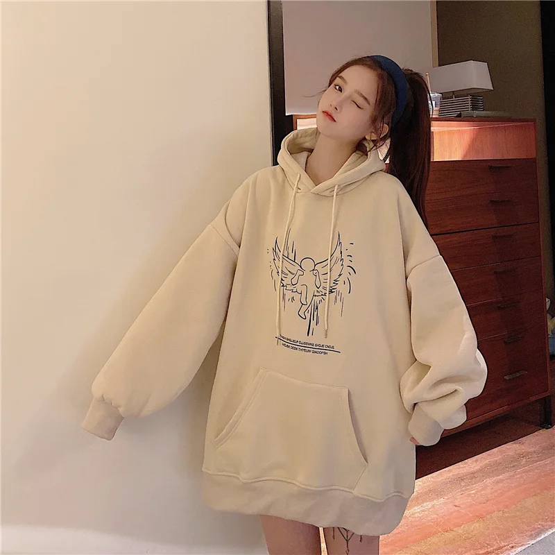 Женские толстовки в Корейском стиле свободные толстые повседневные Черные