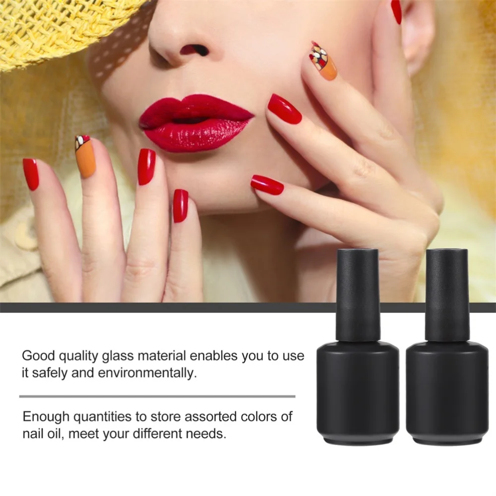 

12PCS 15ML Empty Nail Polish Bottles Glass Empty Nail Polish Bottle Hairbrush Nail Varnish Empty Bottle Nails Accessories