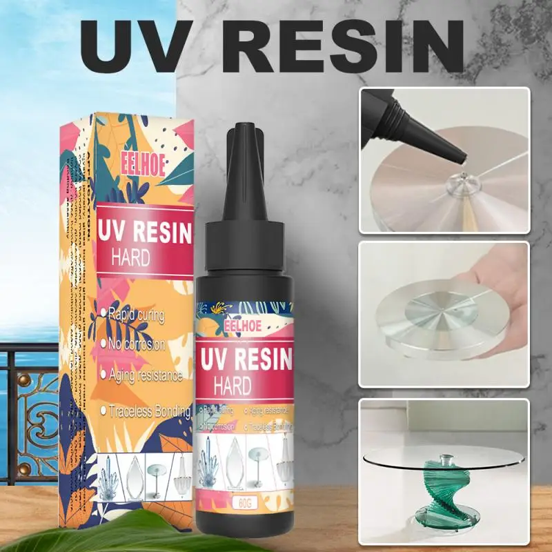 

60g UV Ultraviolet Resin Gel Curing Quick-drying Non-toxic Transparent Hard Glue Curing UV Gel DIY Jewelry Crafts Making Coating