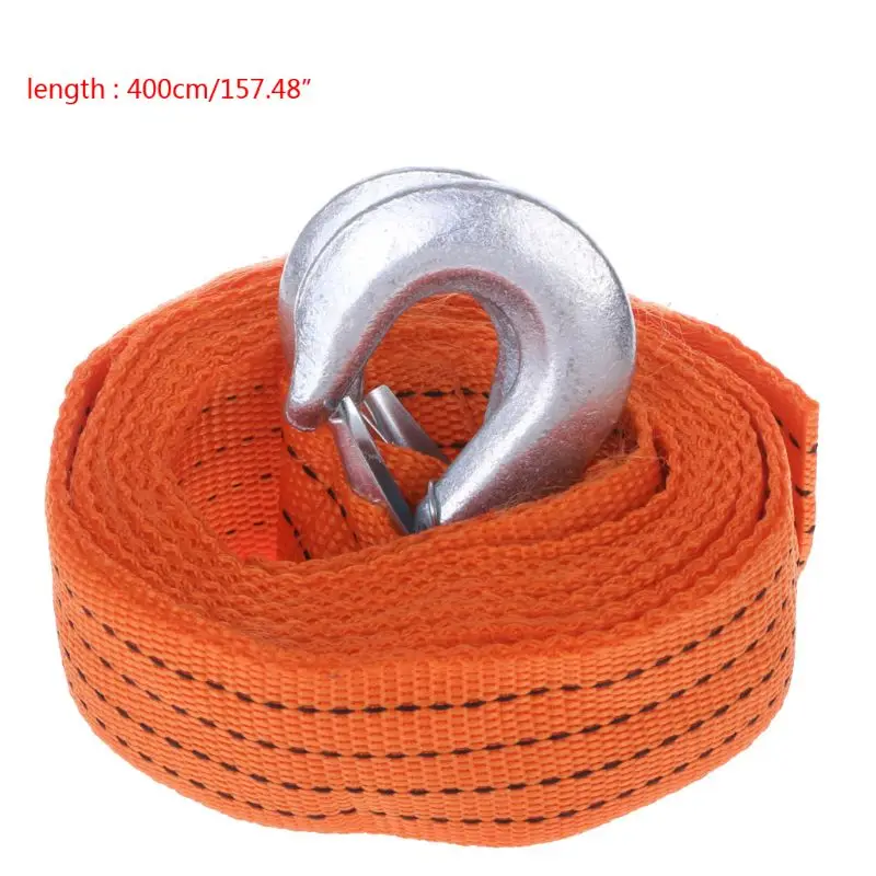 

Car Tow Cable Heavy Duty Towing Pull Rope 4M 3 Ton Strap Hooks Van Road Recovery Drop shipping
