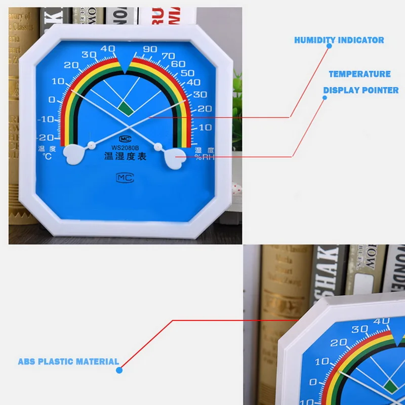 

Creative Analog Humidity Temperature Gauge Monitor Thermometer Hygrometer For Indoor Pointer Thermometer