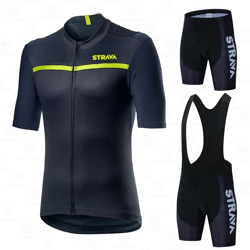 

STRAVA 2021 New Summer Cycling Jersey Set Racing Clothing Man Maillot Ropa Ciclismo MTB Bike Clothing Sportswear Cycling Set