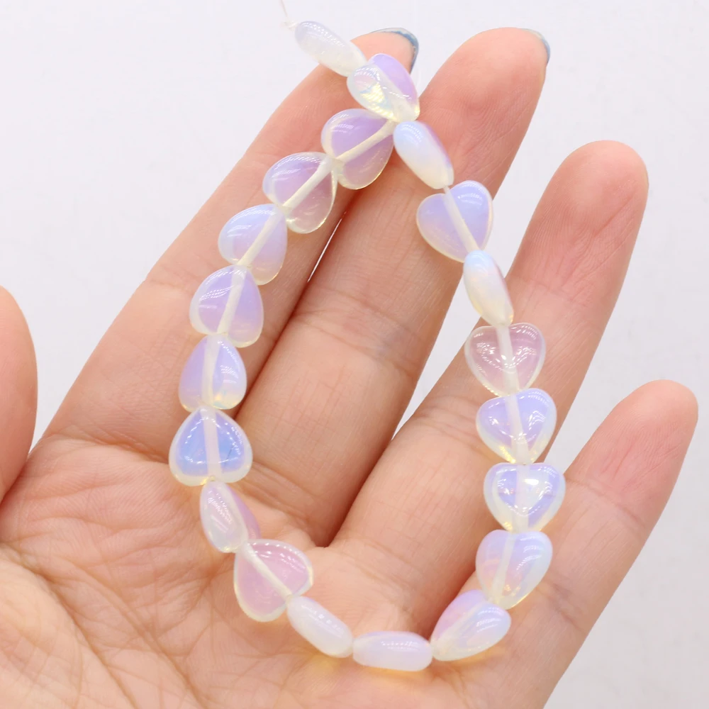 

20PCS Opal Natural Stone Heart-shaped Semi-Precious Stone Beads for Jewelry Making Bracelet DIY Necklace Accessories 10x10x5mm