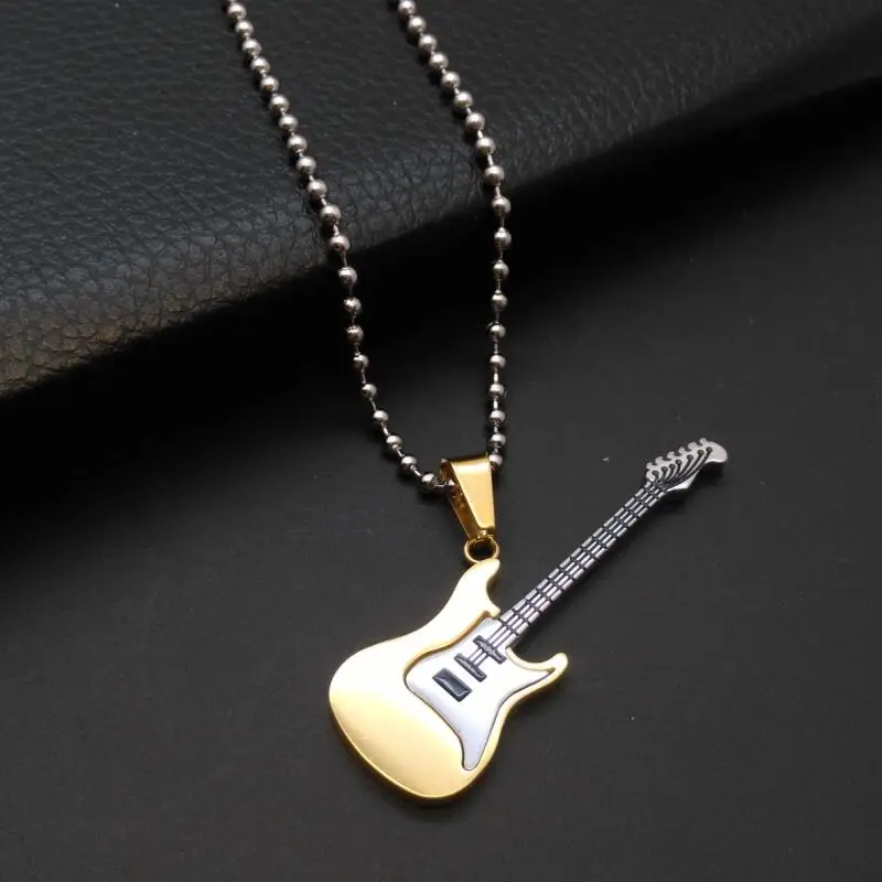 

Fashion Necklace Men Women Stainless steel Ball Chain Best Selling Guitar Pendant Necklace Music Elegant Jewelry