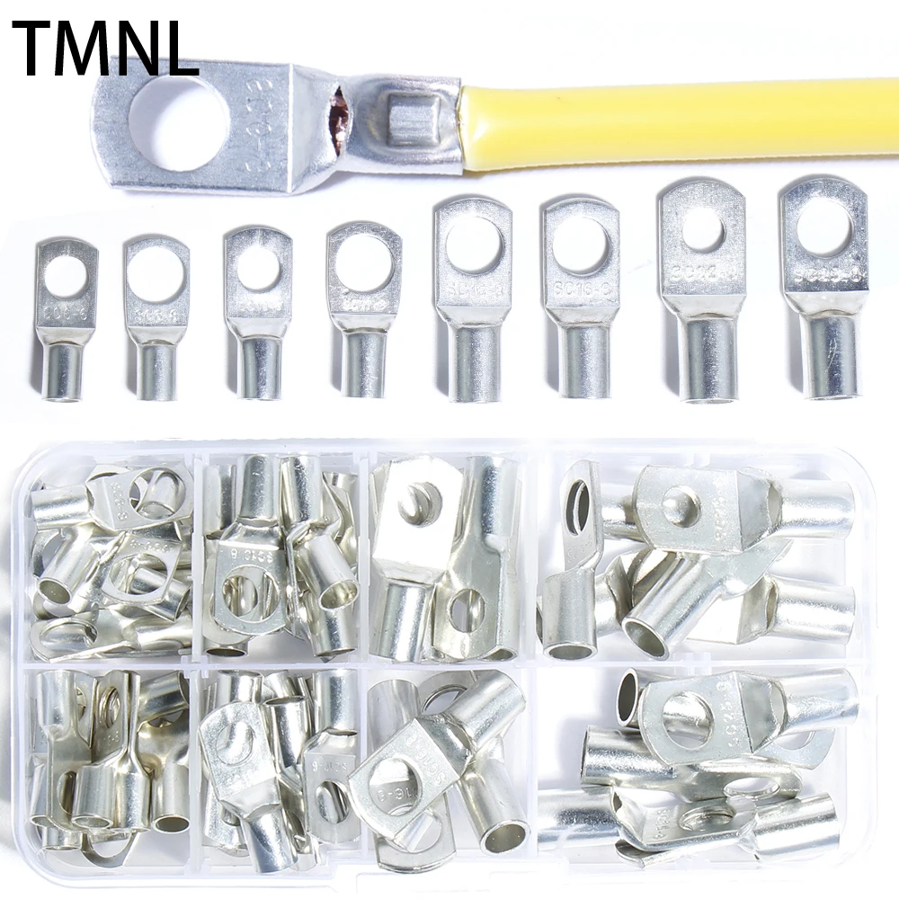 

Copper Bare Cable Electric Assortment Tinned Lugs Ring Terminals elding SC Tube Seal Battery Wire Connectors Crimped/Soldered