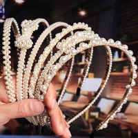 1pc new luxury big pearl headband women bow girls hair accessories hair band accessories wedding party bridal hair hoop elegant