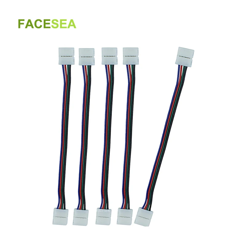 100 шт./лот 10 мм 4pin LED RGB Разъем провода кабель PCB Бесплатная Сварка 2 разъема для